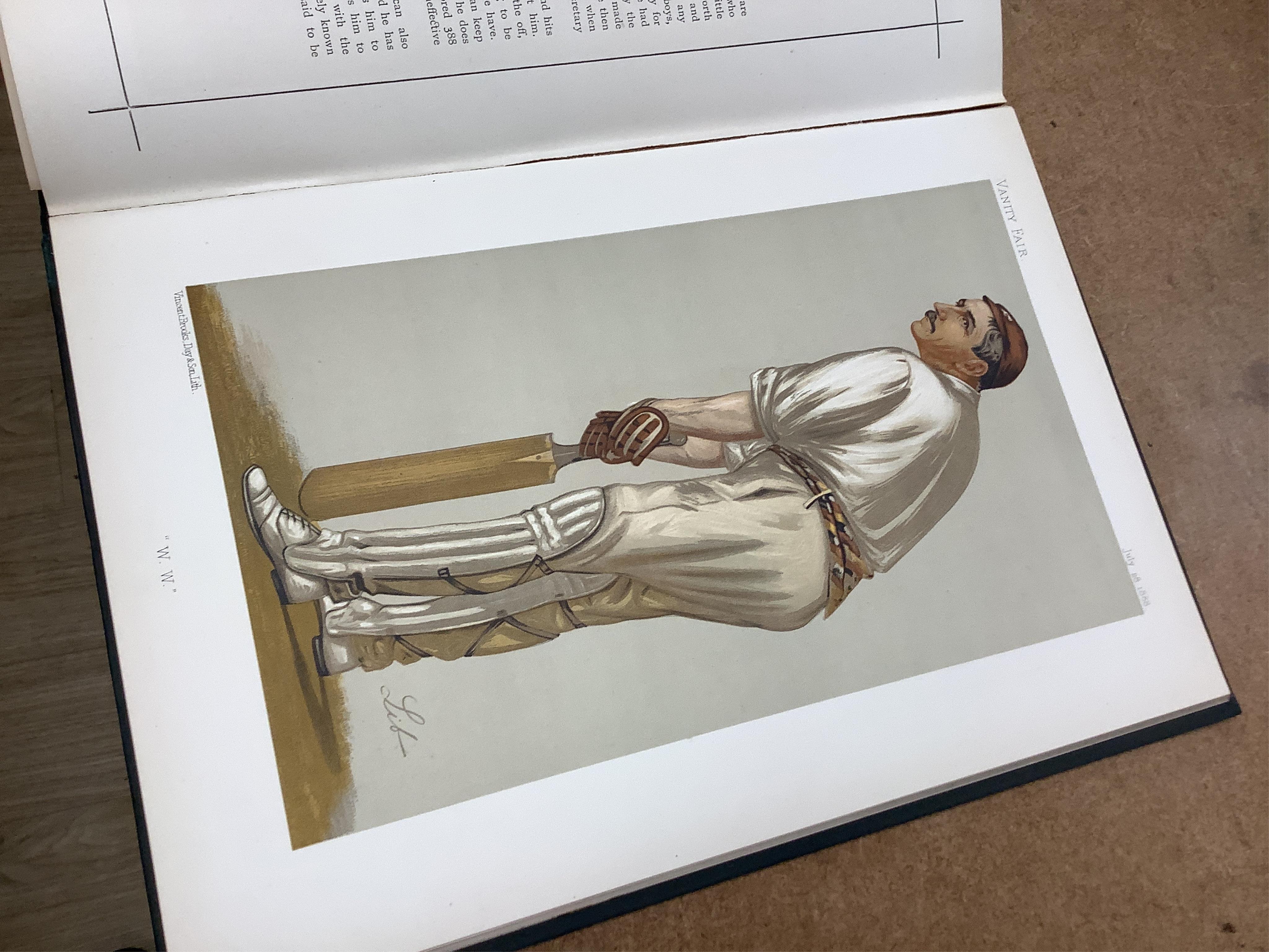 The Vanity Fair Album ... six various vols. (nos.2, 14,15,16,20 and 25). very many coloured lithographed portrait plates; publisher's gilt decorated and lettered cloth, ge., folio. (1869-93)